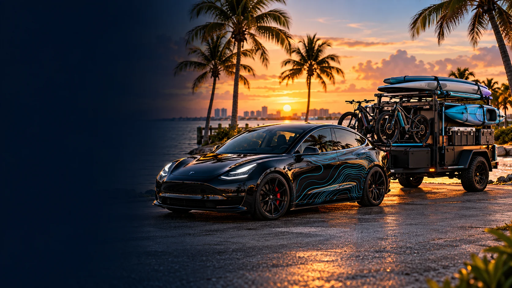 Electric mobility and outdoor adventure concept